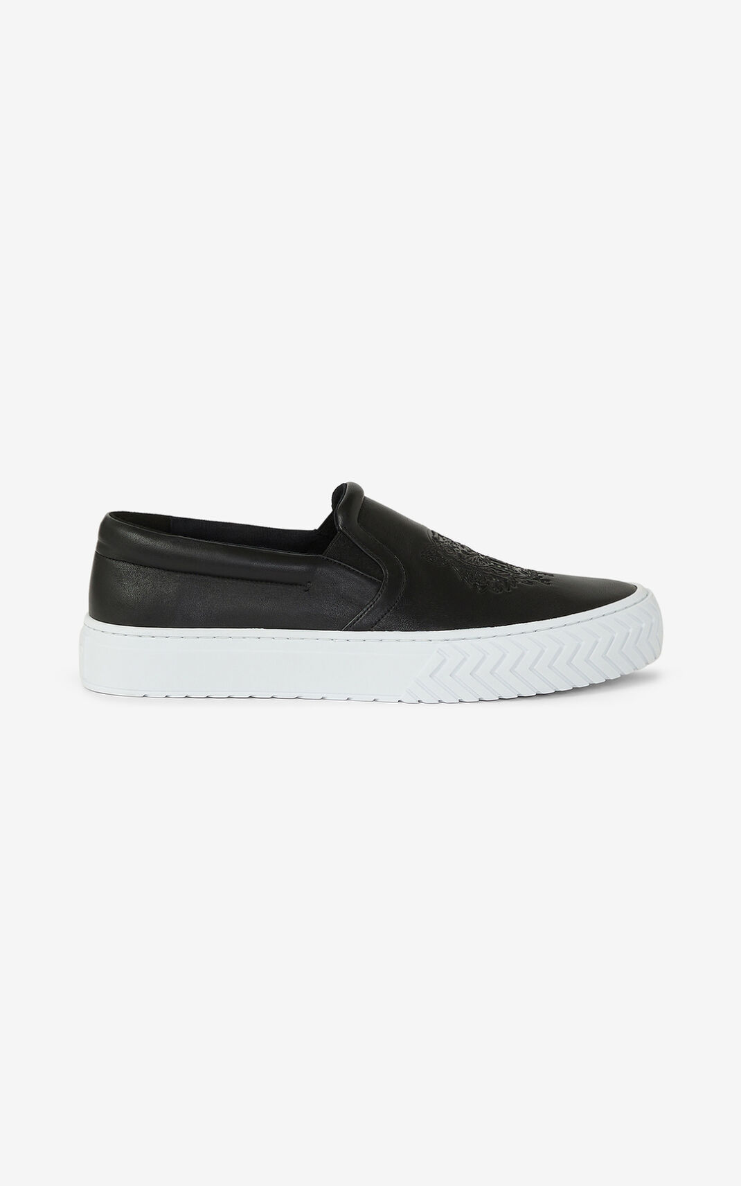 Baskets Kenzo Cuir K Skate Tiger without laces Homme Noir | YAIC-41236